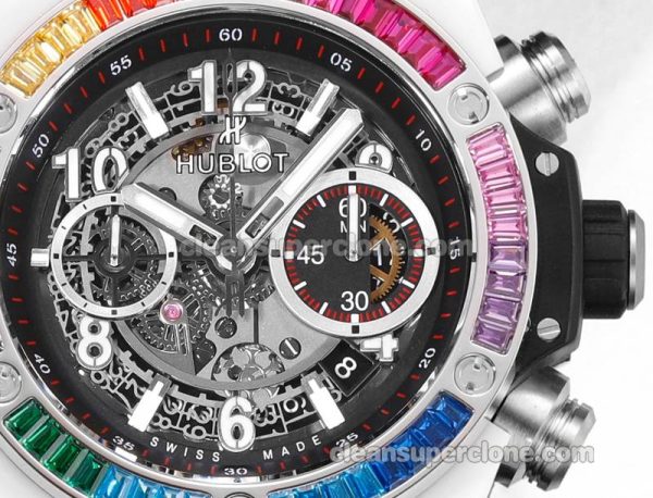 Big Bang replica watch details and pricing Hublot 411.JX Colored diamond ceramics mechanical men
