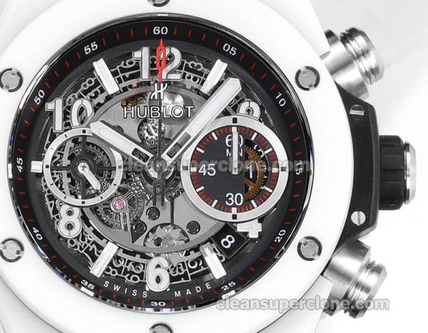 Big Bang replica watch details and pricing Hublot 411.HX white ceramics white rubber mechanical men