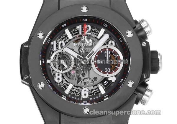Big Bang replica watch details and pricing Hublot 411.CI black ceramics black rubber mechanical men