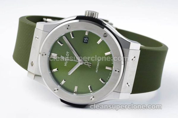 Classic Fusion replica watch details and pricing JJ Factory Hublot 542.NX Green Rubber strap mechanical men