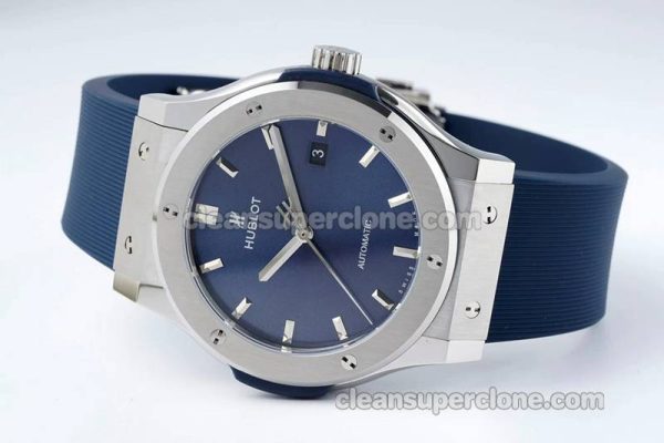 Classic Fusion replica watch details and pricing JJ Factory Hublot 542.NX blue Rubber strap mechanical men