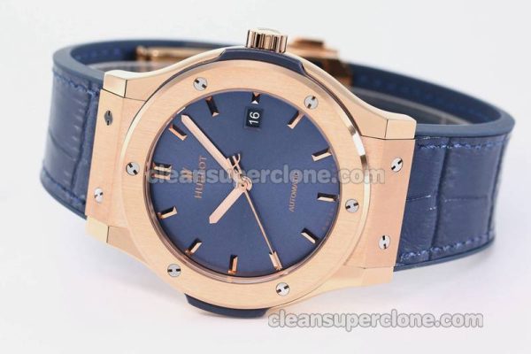 Classic Fusion replica watch details and pricing JJ Factory Hublot 542.OX blue Leather strap mechanical men