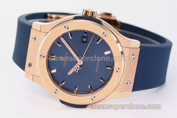 Classic Fusion replica watch details and pricing JJ Factory Hublot 542.OX blue Rubber strap mechanical men