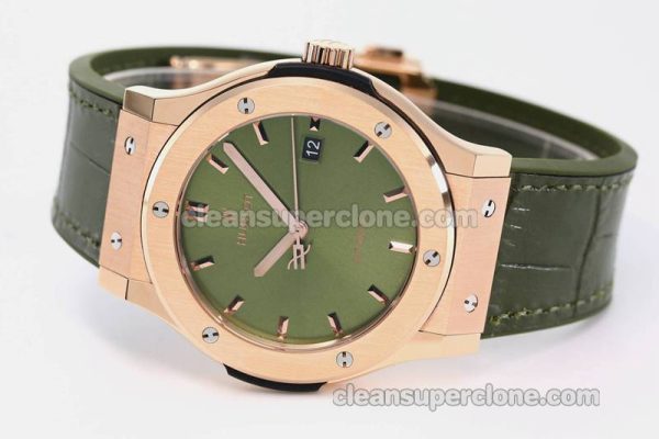 Classic Fusion replica watch details and pricing JJ Factory Hublot 542.OX Green Leather strap mechanical men