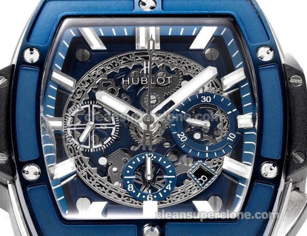 Big Bang replica watch details and pricing Hublot 642.NL Blue bezel blue strap mechanical men