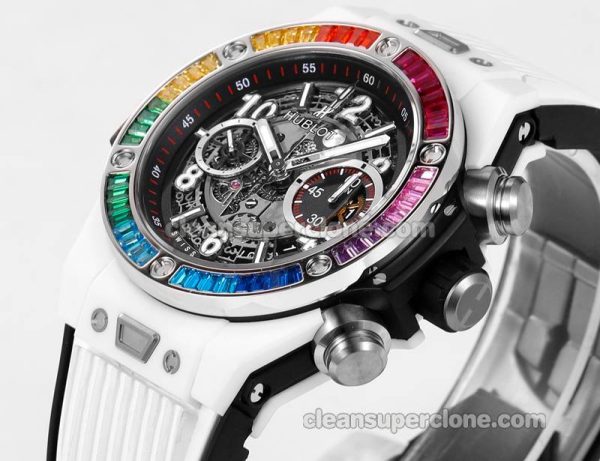 Big Bang replica watch details and pricing Hublot 411.JX Colored diamond ceramics mechanical men
