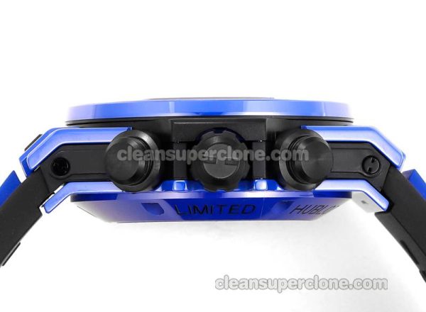 Big Bang replica watch details and pricing Hublot 411.ES blue ceramics blue rubber mechanical men