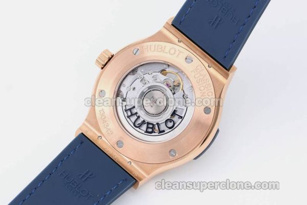 Classic Fusion replica watch details and pricing JJ Factory Hublot 542.OX blue Leather strap mechanical men
