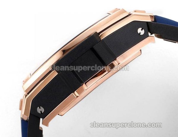 Big Bang replica watch details and pricing Hublot 642.OX Rose gold case blue strap mechanical men