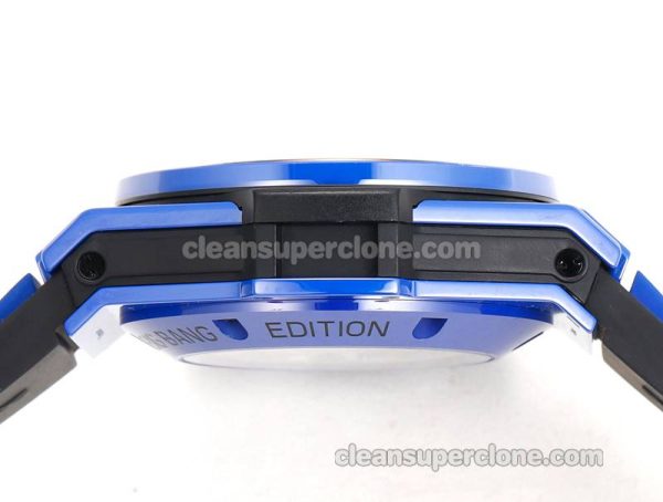 Big Bang replica watch details and pricing Hublot 411.ES blue ceramics blue rubber mechanical men