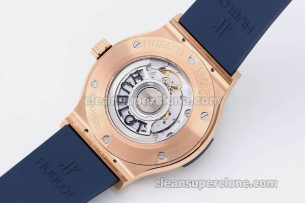 Classic Fusion replica watch details and pricing JJ Factory Hublot 542.OX blue Rubber strap mechanical men