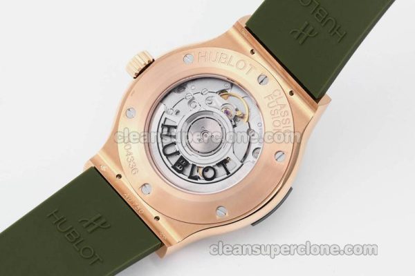 Classic Fusion replica watch details and pricing JJ Factory Hublot 542.OX Green Rubber strap mechanical men