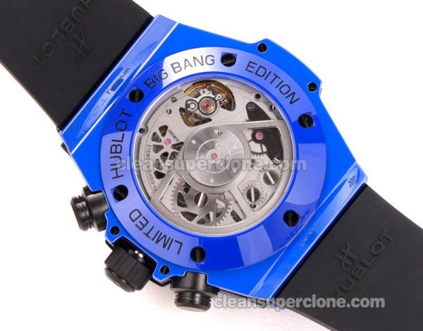 Big Bang replica watch details and pricing Hublot 411.ES blue ceramics blue rubber mechanical men