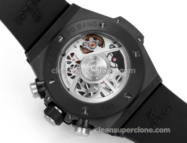 Big Bang replica watch details and pricing Hublot 411.CI black ceramics black rubber mechanical men