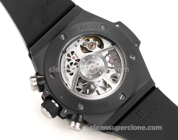 Big Bang replica watch details and pricing Hublot 411.CI black ceramics white rubber mechanical men