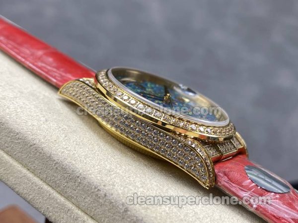 Day-Date replica watch details and pricing 8+ Factory Rolex 128395 blue dail red strap mechanical women