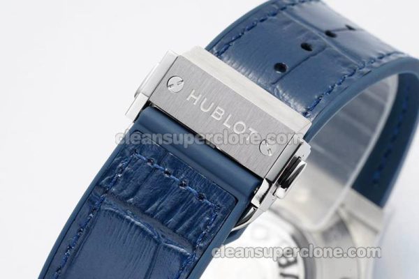 Classic Fusion replica watch details and pricing JJ Factory Hublot 542.NX blue Leather strap mechanical men