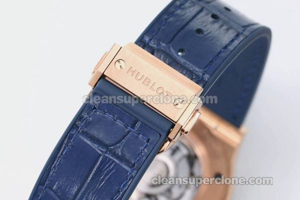 Classic Fusion replica watch details and pricing JJ Factory Hublot 542.OX blue Leather strap mechanical men