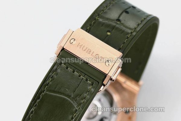 Classic Fusion replica watch details and pricing JJ Factory Hublot 542.OX Green Leather strap mechanical men