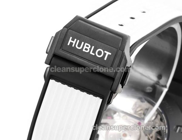 Big Bang replica watch details and pricing Hublot 411.CI black ceramics white rubber mechanical men