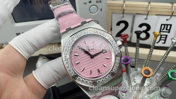 Royal Oak replica watch details and pricing Audemars Piguet 67601 pink Quartz women