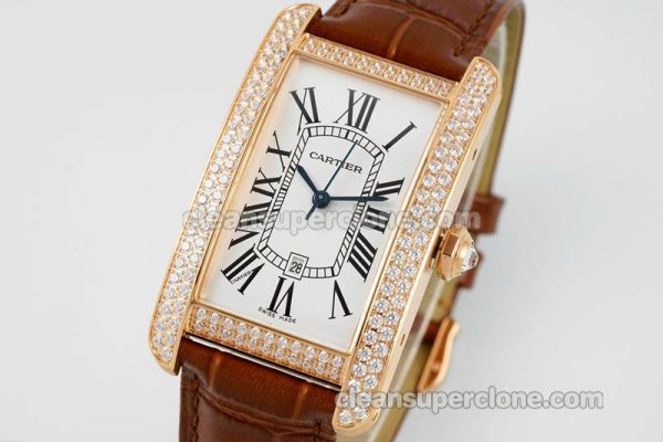Tank replica watch details and pricing AF Factory Cartier WB704851 brown strap mechanical men