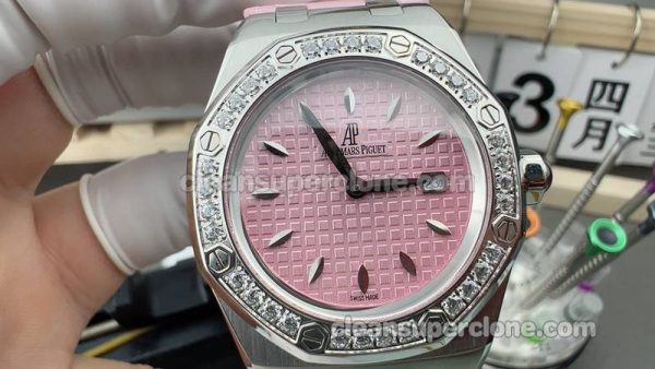 Royal Oak replica watch details and pricing Audemars Piguet 67601 pink Quartz women