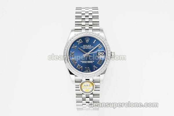 Rolex Super Clone watch picture and price ARF Lady-Datejust 178384 blue Roman numeral Diamond bezel 31mm mechanical women