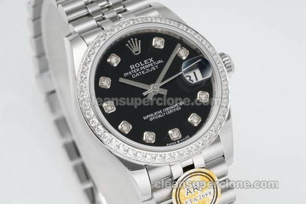 Rolex Super Clone watch picture and price ARF Lady-Datejust 178384 black Diamond bezel 31mm mechanical women