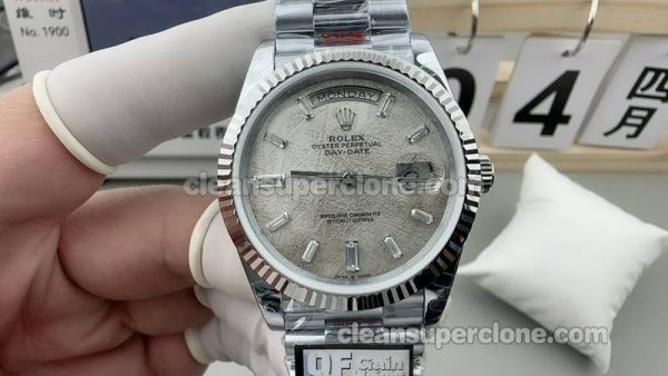 228239 1:1 Replica watch details and price QF Factory Rolex Day-Date Silver gray dial 40 mm mechanical men