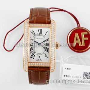 Tank replica watch details and pricing AF Factory Cartier WJTA0030 Dark brown strap mechanical men