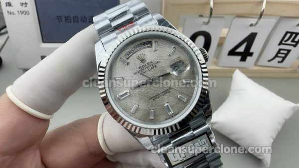 228239 1:1 Replica watch details and price QF Factory Rolex Day-Date Silver gray dial 40 mm mechanical men