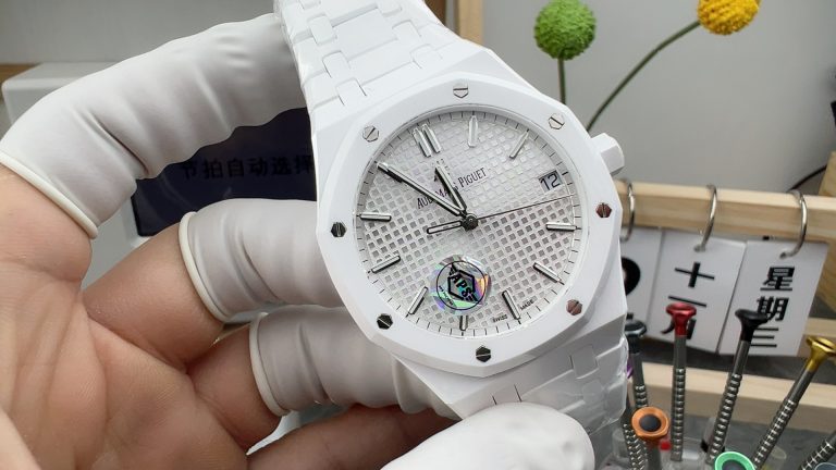 Super Clone watch Audemars Piguet APS Factory Royal Oak 15500 White ceramic mechanical men