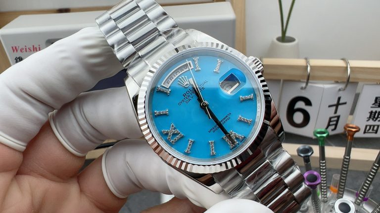 Super Clone watch Day-Date RA Factory Rolex 128236 Blue 3255 Mechanical women