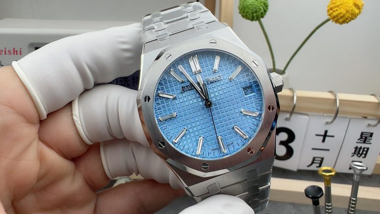 Replica watch 15510 ZF Factory Audemars Piguet Royal Oak ice blue 41mm Mechanical men
